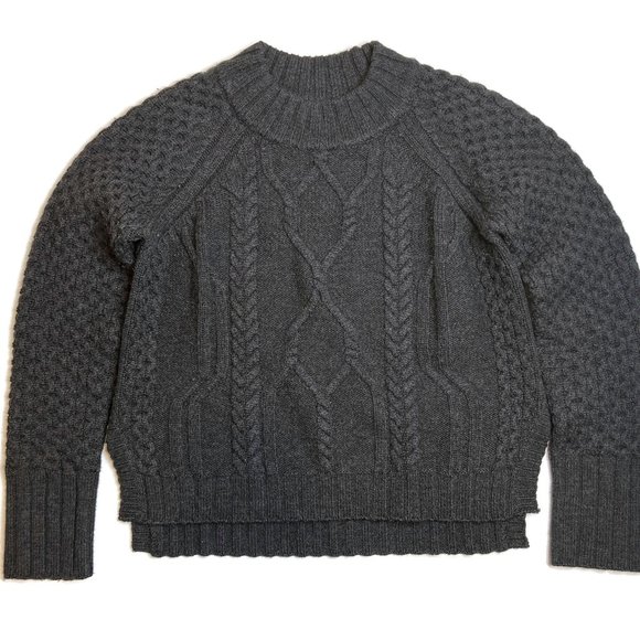 rag & bone Sweaters - Rag & Bone Jean Aran 100% Wool Cable Knit Sweater Black Womens Small